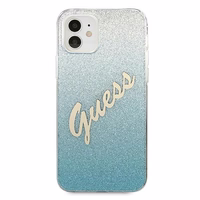 Guess GUHCP12SPCUGLSBL iPhone 12 mini 5.4" zils/zils cietais apvalks Glitter Gradient Script