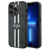 Guess 4G Printed Stripes Magnētiskais viedtālruņa apvalks iPhone 15 Pro Max - melna
