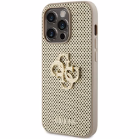 Guess Perforated 4G Glitter viedtālruņa apvalks iPhone 15 Pro - zelta