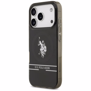 US Polo DH un apakšējās joslas logotips Magnētiskais apvalks iPhone 17 Pro - melns