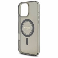 Guess IML Rhinestones Magnētiskais viedtālruņa apvalks iPhone 16 Pro - melns