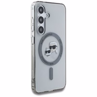 Viedtālruņa apvalks Karl Lagerfeld Button Karl & Choupette Heads Izdrukāts logotips MagSafe Samsung Galaxy S25 Plus - melns