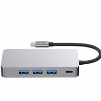 Tech-Protect HB05 HUB 9in1 USB-C + USB2.0 + USB3.0 + HDMI 4K 60Hz + SD / TF + PD100W + RJ45 adapteris - pelēks