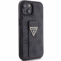 Guess viedtālruņa apvalks ar statīvu Grip Stand 4G Triangle Strass iPhone 15 - melns