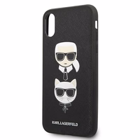 Karl Lagerfeld Saffiano Karl&Choupette Galvas viedtālruņa apvalks iPhone XS Max - melns