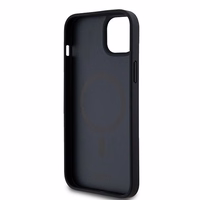 DKNY Ādas raksts metāla logotips Magnētiskais viedtālruņa apvalks iPhone 15 / 14 / 13 - melna