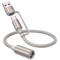Kabelis USB A / USB C uz cigarešu šķiltavu Hoco 0,3 m UA38B zelta