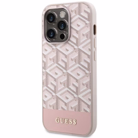 Guess GUHMP14LHGCFSEP iPhone 14 Pro 6.1" rozā/rozā cietais apvalks GCube Stripes MagSafe
