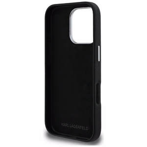 Karl Lagerfeld FW Grained Signature Logo Maciņš iPhone 16 Pro Max - melns