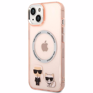 Karl Lagerfeld KLHMP14MHKCP iPhone 14 Plus 6.7 "cietais apvalks rozā / rozā Karls & Choupette Alumīnijs Magsafe