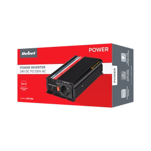 REBEL 24 V–230 V sprieguma pārveidotājs, 1000 W, vācu F tipa ligzda