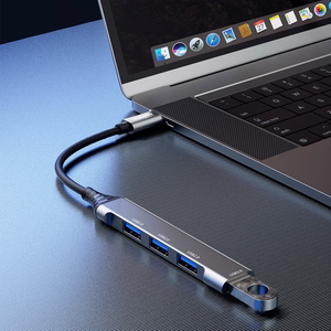 Dudao HUB 4in1 USB-C - 4x USB-A (3 x USB2.0 / USB3.0) 6.3cm melns (A16T)