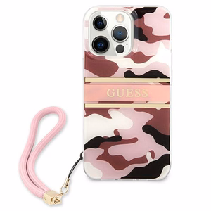 Guess GUHCP13XKCABPI iPhone 13 Pro Max 6.7" rozā/rozā cietais apvalks Camo Siksnas Kolekcija