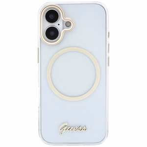Guess IML Script Metal MagSafe Maciņš for iPhone 17 - caurspīdīgs