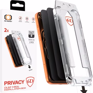 Tel Protect Dust-Free Easy Fit Privacy Full Glue 6D Tempered Glass for Iphone 17 Pro black - 2 pieces