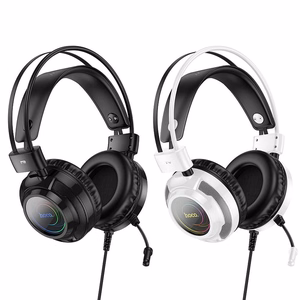 HOCO vadu austiņas USB A + Jack 3,5 mm ar mikrofonu spēlēm W110 2 m melnas