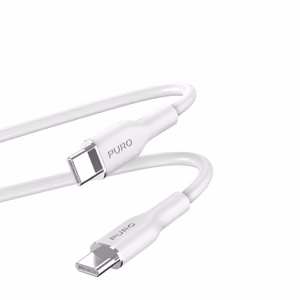 Puro Soft USB-C–USB-C kabelis, 1.5 m, 60 W, balts