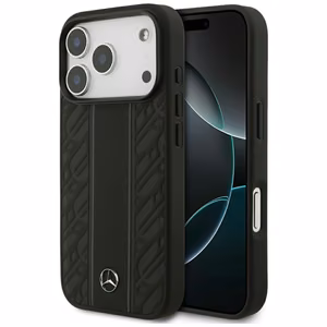Mercedes Leather Laurel Leaves Stripes MagSafe Чехол для iPhone 17 Pro - чёрный
