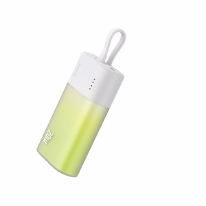 Baseus Popsicle 5200mAh 20W portatīvais lādētājs ar iebūvētu Lightning kabeli (+ balts Baseus Simple USB-C - USB-C 60W/20V/3A/30cm kabelis) - balta-zaļa