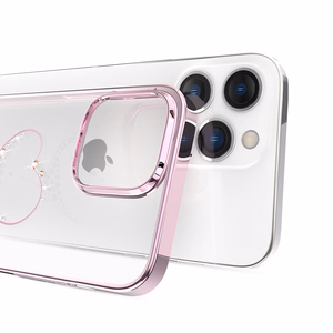 Kingxbar Wish Series silikonais viedtālruņa apvalks iPhone 14 Plus ar Swarovski kristāliem rozā krāsā