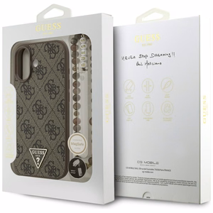 Guess 4G Strap Triangle Logo Magnētiskais viedtālruņa apvalks iPhone 17 - brūna