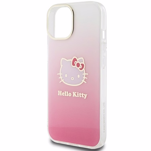 Hello Kitty IML Gradient Electrop Kitty Head viedtālruņa apvalks iPhone 15 - rozā