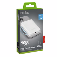 Portatīvais lādētājs SBS TEBB5000MAG1CW 5000 mAh USB-C, saderīga ar MagSafe - balta