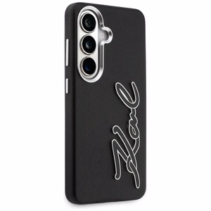Karl Lagerfeld Grained Signature Metal Resin Logo maciņš Samsung Galaxy S26 melns