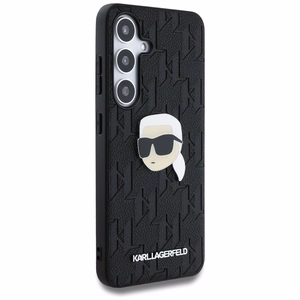 Viedtālruņa apvalks Karl Lagerfeld Leather Monogram Pin Logo Karl Head Samsung Galaxy S25 Plus - melns