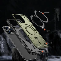 Hybrid Armor Trendy viedtālruņa apvalks ar MagSafe iPhone 16 Pro - zaļš