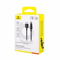 Baseus Gem USB to IP 2.4A fast charging cable 2 m melns