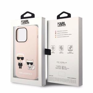 Karl Lagerfeld KLHMP14LSSKCI iPhone 14 Pro 6.1 "cietais viedtālruņa apvalks gaiši rozā / gaiši rozā silikona Karl & Choupette MagSafe