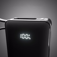 Portatīvais lādētājs SBS 10000 mAh 20W ar iebūvētu USB-C kabeli un digitālo indikatoru - melna