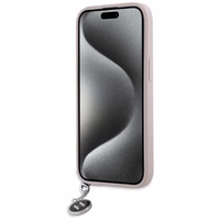 Karl Lagerfeld Saffiano Rhinestones & Charm viedtālruņa apvalks iPhone 15 / 14 / 13 - rozā