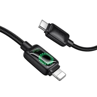 Kabelis ar LCD USB C uz Lightning Hoco PD 30W 1,2 m U146 melns