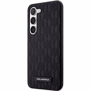 Karl Lagerfeld Saffiano Mono metāla logotips viedtālruņa apvalks Samsung Galaxy S24+ - melns