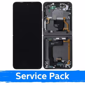 LCD displejs saderīgs ar Samsung F721 Z Flip4 (INNER) ar rāmi / Grafīts / (Service Pack)