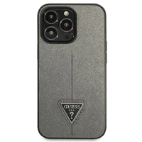 Guess GUHCP14LPSATLG iPhone 14 Pro 6.1 "sudraba/sudraba cietais apvalks SaffianoTriangle Logo