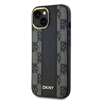 DKNY Ādas rūtainais magnētiskais apvalks iPhone 15/14/13 - melns