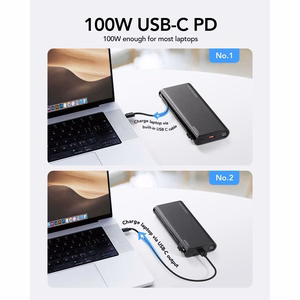 Внешний аккумулятор Veger TCE130 (W2503) PD 130W 25000 mAh со встроенными кабелями Type C / Lightning чёрный