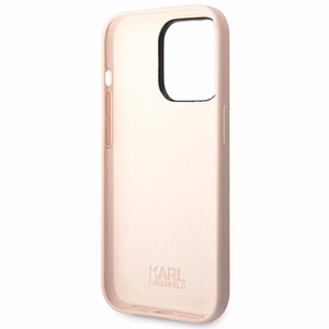 Karl Lagerfeld KLHCP14XSLKHLP iPhone 14 Pro Max 6.7 "cietais viedtālruņa apvalks rozā / rozā silikona Karl`s Head