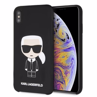 Karl Lagerfeld KLHCI65SLFKBK iPhone XsMax cietais maciņš melns/black Silicone Iconic