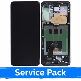 LCD Displejs Saderīgs ar Samsung G986 (G985) S20 Plus Ar Frame / Cosmic Melns / (Service Pack)