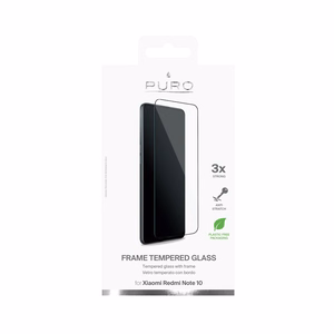 Puro Frame rūdīta stikla ekrāna aizsargs Xiaomi Redmi Note 10, ar melnu rāmi