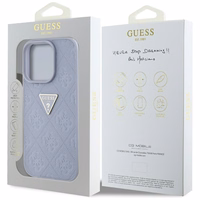 Guess Hot Stamp 4G Pattern Triangle Metal Logo viedtālruņa apvalks iPhone 16 Pro - violets