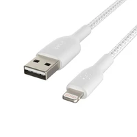 USB kabelis Belkin Boost Charge Braided USB-A to Lightning 1,0 m balts