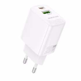 Borofone Lādētājs BN27 USB + Type C - QC 3.0 PD 20W balts