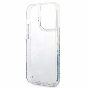 Guess GUHCP14LLFLSN iPhone 14 Pro 6.1 zaļš / zaļš kietais viedtālruņa apvalks Flower Liquid Glitter