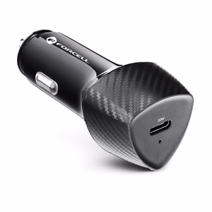 FORCELL F-ENERGY Carbon CC50-1C automašīnas lādētājs Type C + kabelis Type C uz Lightning PD 3A 20W melns