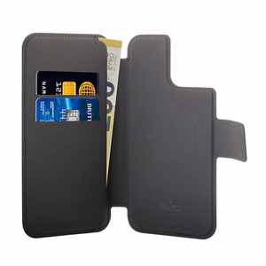 Puro Folio MagSafe 2-in-1 atverams vāciņš-maks iPhone 15 Plus / 14 Plus / 12 Pro Max, melns